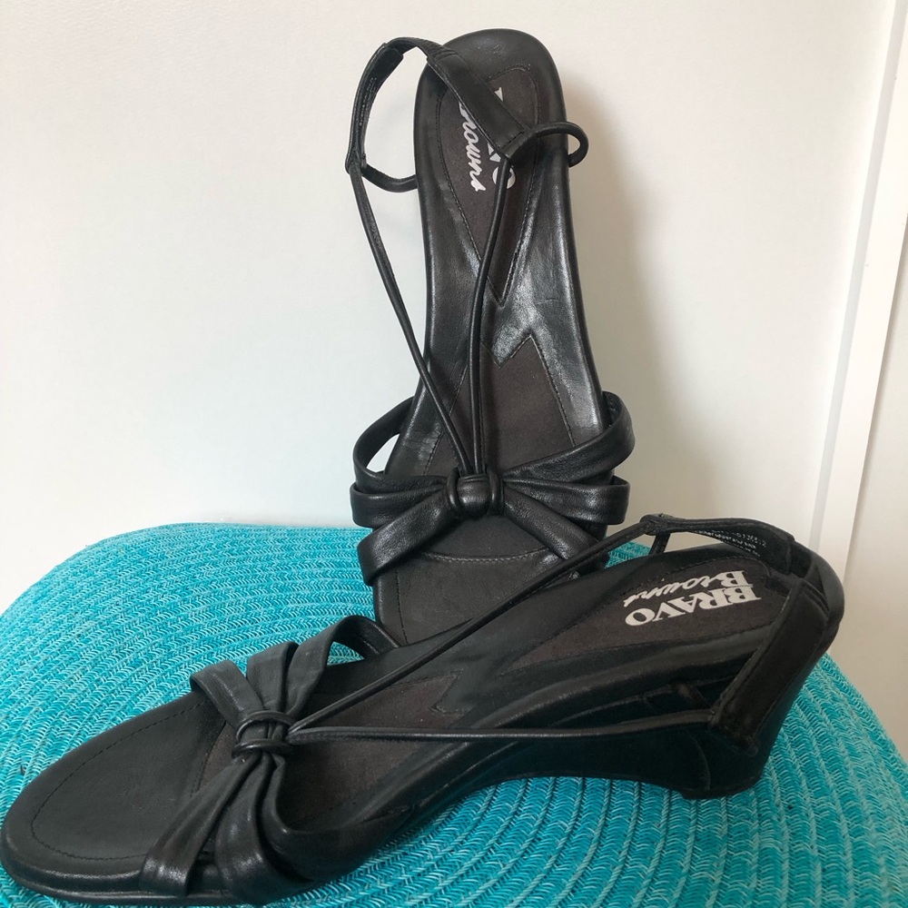 Browns Bravo Black Leather Sandals Size 9